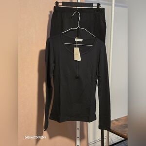 Black Long Sleeve And Shorts Lounge Set